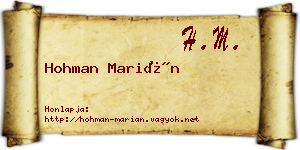 Hohman Marián névjegykártya
